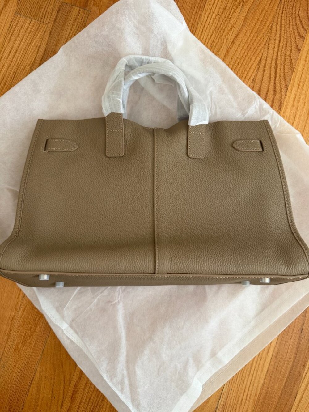 NEW Taupe Structured Tote Bag | Quiet Luxury Work Bag | Minimalist Style - Picture 4 of 8